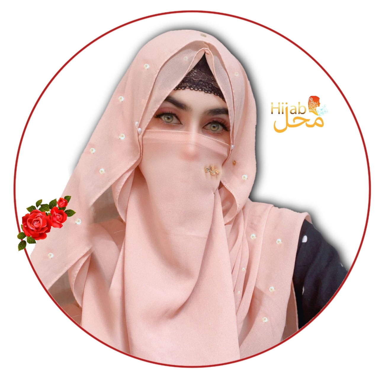 Georgette Sequence Hijab & Naqab Set