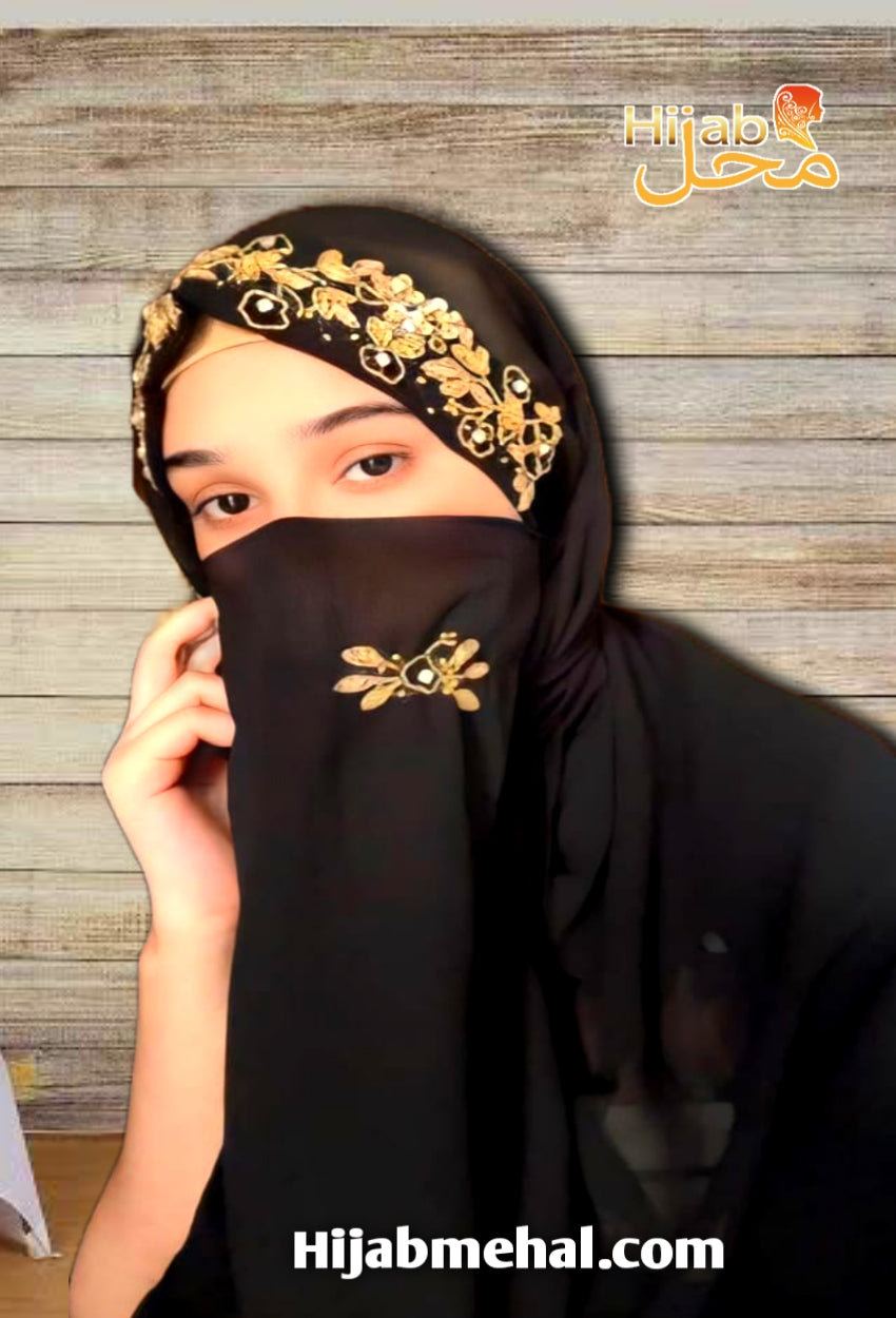 Handwork Bridal Luxury Hijab & Naqab ⭐️⭐️⭐️⭐️☆ (4.3/5)