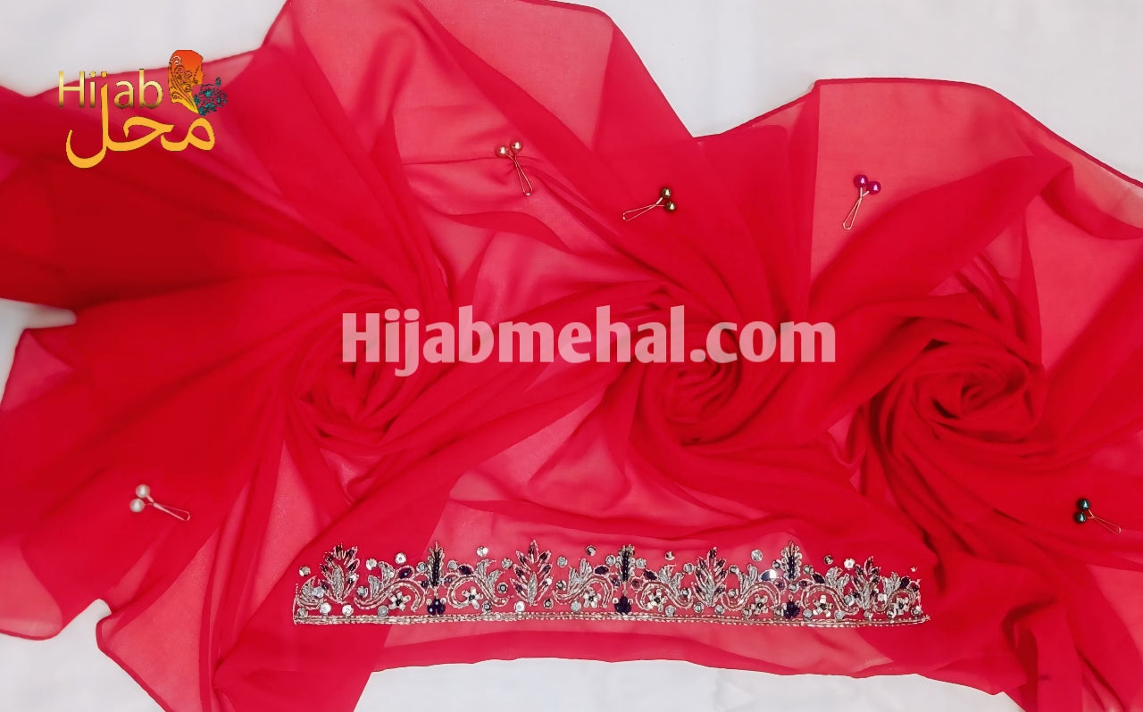 Handwork Partywear Hijab & Naqab Set (Contras) ⭐️⭐️⭐️⭐️☆ (4.3/5)