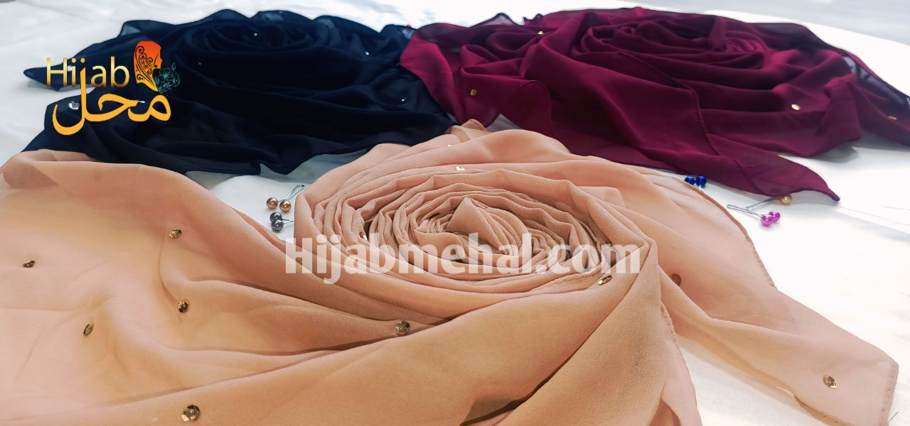 Georgette Premium Sequence Hijab (Pack of 3) ⭐️⭐️⭐️⭐️⭐️ (4.8/5)