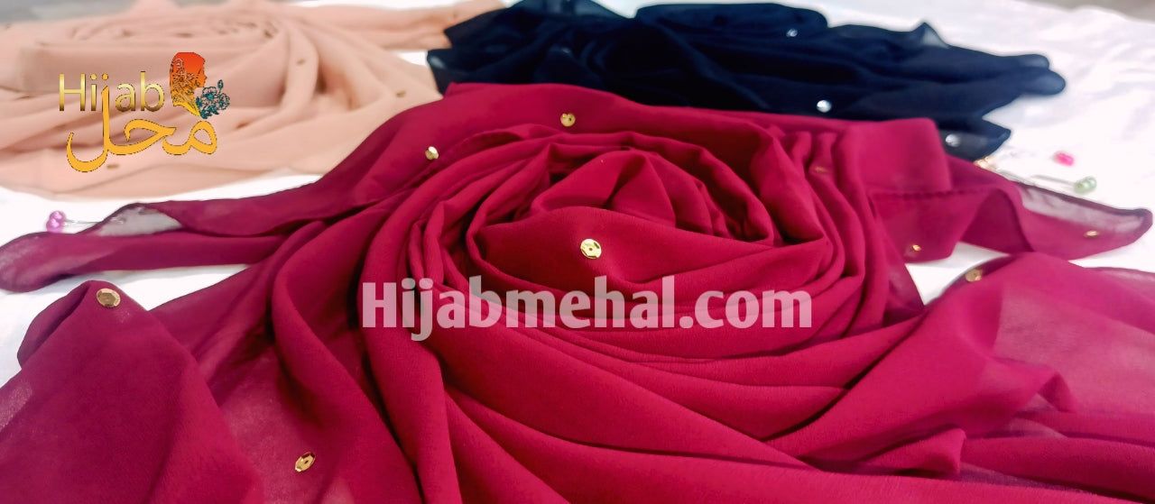 Georgette Premium Sequence Hijab (Pack of 3) ⭐️⭐️⭐️⭐️⭐️ (4.8/5)