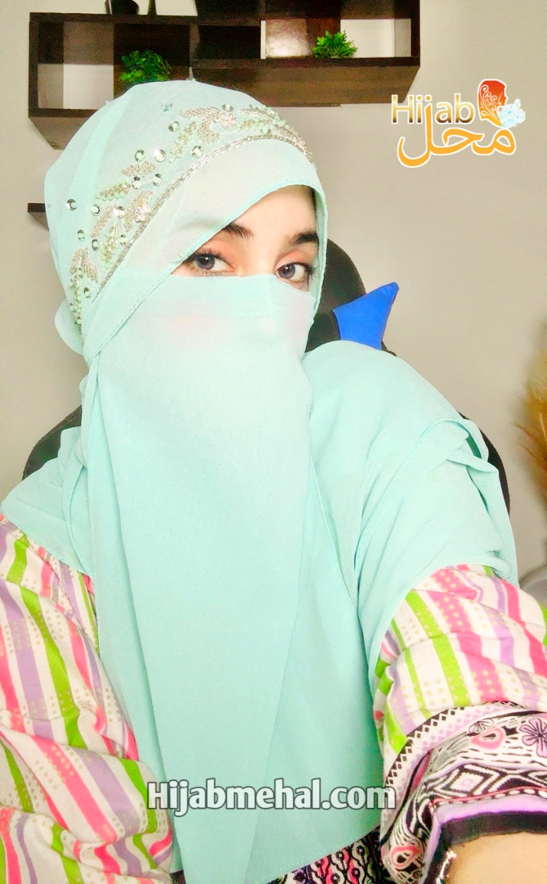 Handwork Partywear Hijab & Naqab Set ⭐️⭐️⭐️⭐️⭐️ (4.8/5)