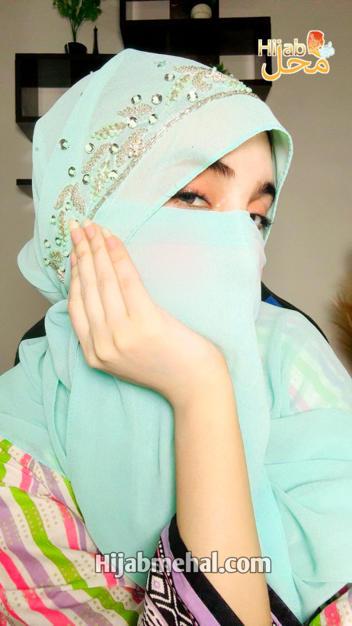 Handwork Partywear Hijab & Naqab Set ⭐️⭐️⭐️⭐️⭐️ (4.8/5)