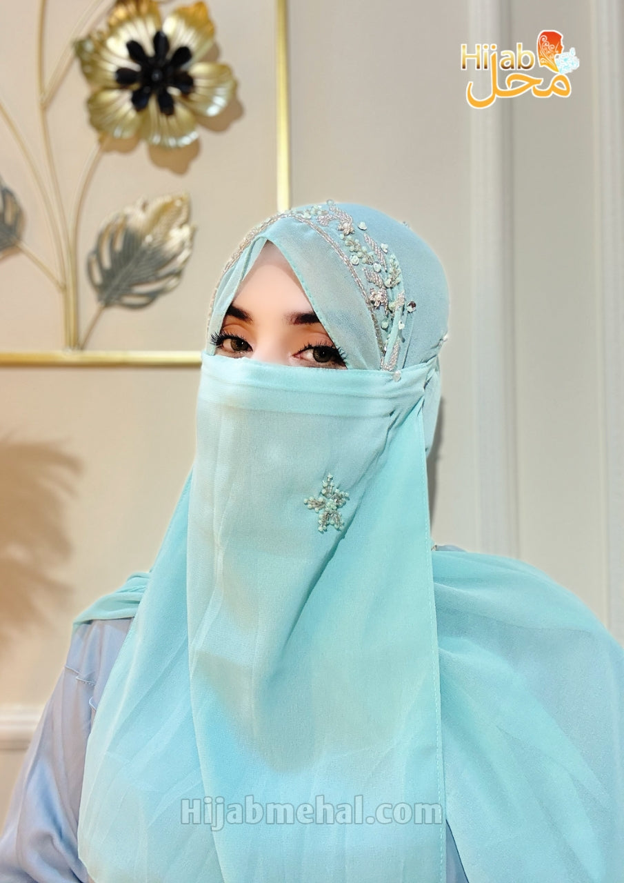 Handwork Partywear Hijab & Naqab Set ⭐️⭐️⭐️⭐️⭐️ (4.8/5)