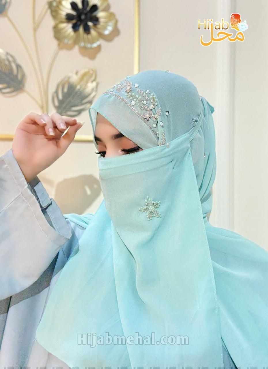 Handwork Partywear Hijab & Naqab Set ⭐️⭐️⭐️⭐️⭐️ (4.8/5)