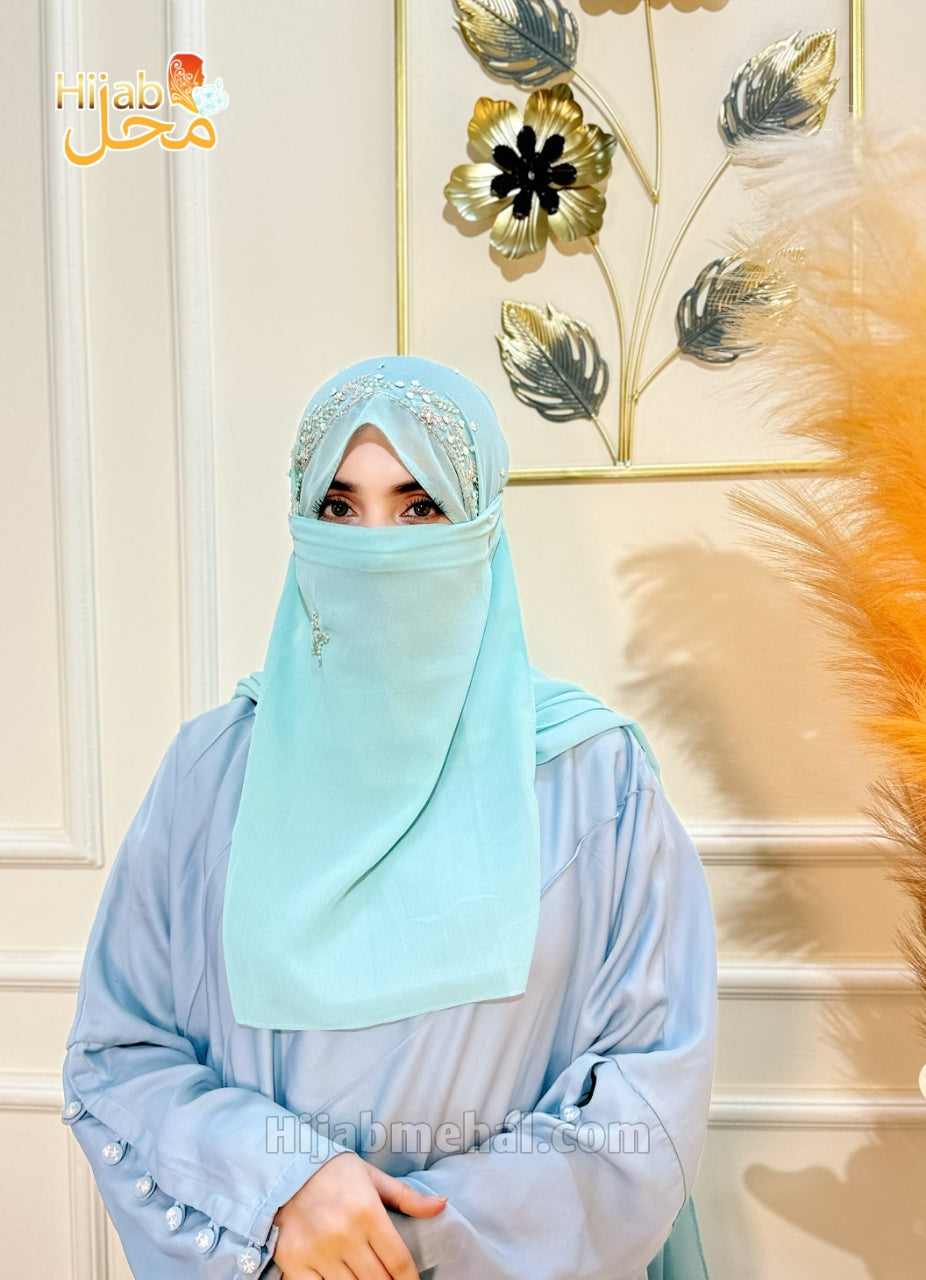 Handwork Partywear Hijab & Naqab Set ⭐️⭐️⭐️⭐️⭐️ (4.8/5)